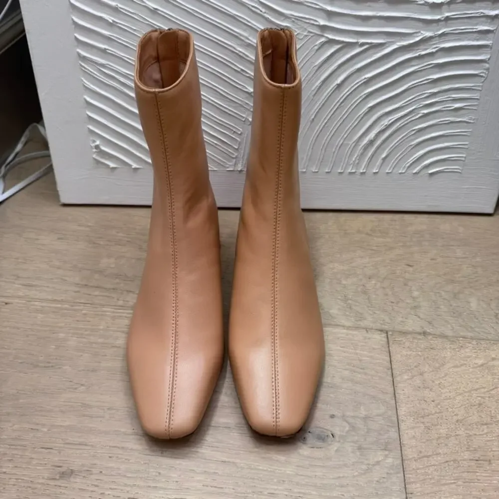 J Crew Roxie Center Seam Boots Leather Tan Size 6.5 BA 736